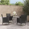 Image de vidaXL Ensemble de bistro de jardin 5 pcs coussins noir poly rotin