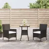 Image de vidaXL Ensemble de bistro de jardin 3 pcs coussins noir poly rotin