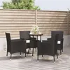 Image de vidaXL Ensemble de bistro de jardin 5 pcs coussins noir poly rotin