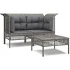 Image de vidaXL Vidaxl Salon De Jardin 3 Pcs Avec Coussins Gris Résine Tressée