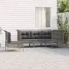 Image de vidaXL Salon de jardin 5 pcs avec coussins Gris Résine tressée3187522