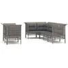 Image de Vidaxl Salon De Jardin 7 Pcs Avec Coussins Gris RÃ©sine TressÃ©e