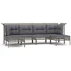 Image de vidaXL Salon de jardin 6 pcs avec coussins Gris Résine tressée