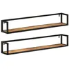 Image de vidaXL Étagères murales 2 pcs 110x17x17 cm bois massif manguier et fer