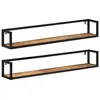 Image de vidaXL ÃtagÃ¨res murales 2 pcs 110x17x17 cm bois massif manguier et fer