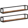 Image de vidaXL Étagères murales 2 pcs 110x17x17 cm bois massif d'acacia et fer
