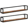 Image de Vidaxl ÃtagÃ¨res Murales 2 Pcs 110x17x17 Cm Bois Massif D'acacia Et Fer