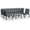 Image de Vidaxl Salon De Jardin 7 Pcs Noir Et Gris RÃ©sine TressÃ©e
