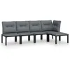 Image de Vidaxl Salon De Jardin 5 Pcs Noir Et Gris RÃ©sine TressÃ©e