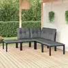 Image de vidaXL Salon de jardin 5 pcs noir et gris résine tressée