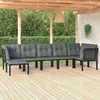 Image de Vidaxl Salon De Jardin 7 Pcs Noir Et Gris RÃ©sine TressÃ©e