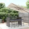 Image de vidaXL Ensemble de bar de jardin 9 pcs avec coussins gris poly rotin