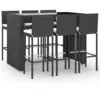 Image de Vidaxl Ensemble De Bar De Jardin 7 Pcs Avec Coussins Noir Poly Rotin