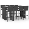 Image de Vidaxl Ensemble De Bar De Jardin 9 Pcs Avec Coussins Noir Poly Rotin