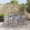 Image de vidaXL Ensemble de bar de jardin 7 pcs avec coussins gris poly rotin3187636