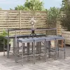 Image de vidaXL Ensemble de bar de jardin 9 pcs avec coussins gris poly rotin