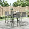 Image de vidaXL Ensemble de bar de jardin 5 pcs avec coussins gris poly rotin
