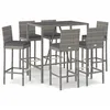 Image de Vidaxl Ensemble De Bar De Jardin 7 Pcs Avec Coussins Gris Poly Rotin