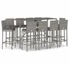 Image de Vidaxl Ensemble De Bar De Jardin 11 Pcs Avec Coussins Gris Poly Rotin