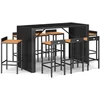 Image de vidaXL Vidaxl Ensemble De Bar Jardin 9 Pcs Noir Poly Rotin/Bois Massif Acacia