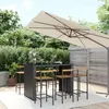 Image de Vidaxl Ensemble De Bar Jardin 7 Pcs Noir Poly Rotin/Bois Massif Acacia
