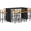 Image de vidaXL Vidaxl Ensemble De Bar Jardin 9 Pcs Noir Poly Rotin/Bois Massif Acacia