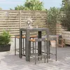 Image de vidaXL Ensemble de bar jardin 5 pcs gris poly rotin/bois massif acacia