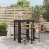 Image de vidaXL Ensemble de bar jardin 5 pcs noir poly rotin/bois massif acacia3187712