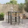 Image de vidaXL Ensemble de bar jardin 5 pcs gris poly rotin/bois massif acacia