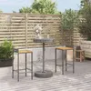 Image de vidaXL Ensemble de bar jardin 3 pcs gris poly rotin/bois massif acacia