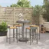 Image de vidaXL Ensemble de bar jardin 5 pcs gris poly rotin/bois massif acacia