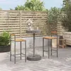 Image de vidaXL Ensemble de bar jardin 3 pcs gris poly rotin/bois massif acacia3187719