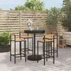 Image de vidaXL Ensemble de bar jardin 5 pcs noir poly rotin/bois massif acacia