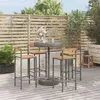 Image de vidaXL Ensemble de bar jardin 5 pcs gris poly rotin/bois massif acacia