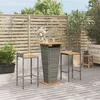 Image de vidaXL Ensemble de bar jardin 3 pcs gris poly rotin/bois massif acacia