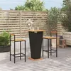 Image de vidaXL Ensemble de bar jardin 3 pcs noir poly rotin/bois massif acacia3187725