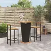 Image de Vidaxl Ensemble De Bar Jardin 3 Pcs Noir Poly Rotin/Bois Massif Acacia