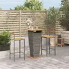 Image de vidaXL Ensemble de bar jardin 3 pcs gris poly rotin/bois massif acacia