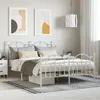 Image de vidaXL Cadre de lit mÃ©tal sans matelas et pied de lit blanc 135x190 cm