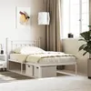 Image de vidaXL Cadre de lit métal avec tête de lit blanc 107x203 cm