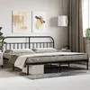 Image de vidaXL Cadre de lit métal sans matelas avec tête de lit noir 200x200cm
