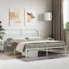 Image de vidaXL Cadre de lit métal avec tête de lit blanc 180x200 cm