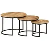 Image de vidaXL Tables gigognes 3 pcs bois de manguier massif brut353901