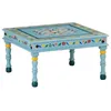 Image de vidaXL Table basse turquoise bois de manguier massif peint Ã  la main