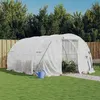 Image de vidaXL Serre avec cadre en acier blanc 12 m² 4x3x2 m