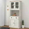 Image de vidaXL Vidaxl Buffet Haut Vigo Blanc 78x40x175 Cm Bois Massif De Pin