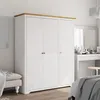 Image de vidaXL Armoire ""BODO"" Style Français Blanc et Brun 146x53,5x173 cm Bois Massif Pin