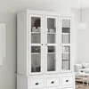 Image de vidaXL Armoire avec portes vitrées BODO blanc bois de pin massif