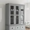Image de vidaXL Armoire avec portes vitrées BODO gris bois de pin massif355079