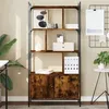 Image de vidaXL Bibliothèque avec portes chêne fumé 76,5x30x154,5 cm833350